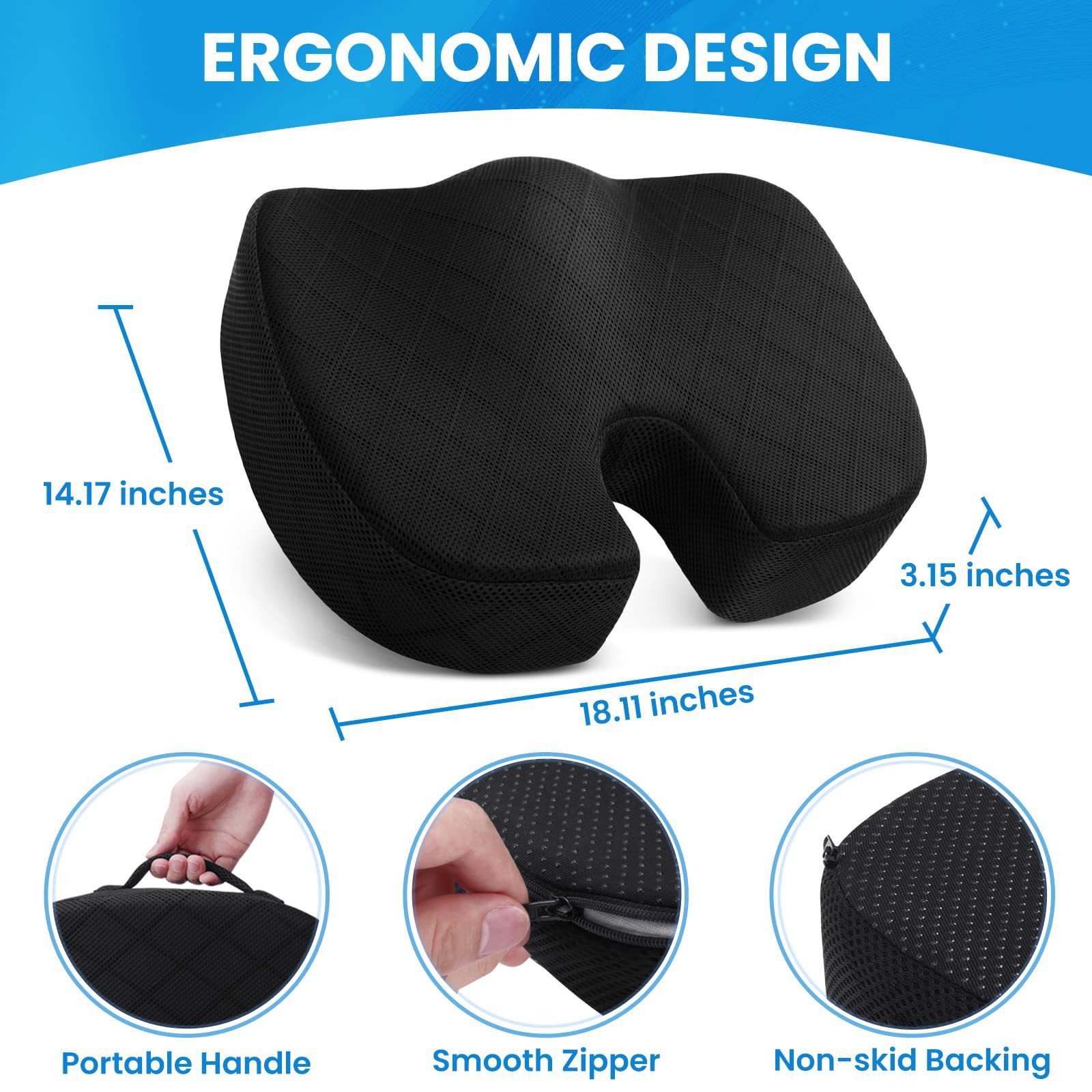 Cross-border Amazon Cushion Memory Foam Office Ergonomic Chair Cushion Hip Cushion Chair Cushion Slow Rebound