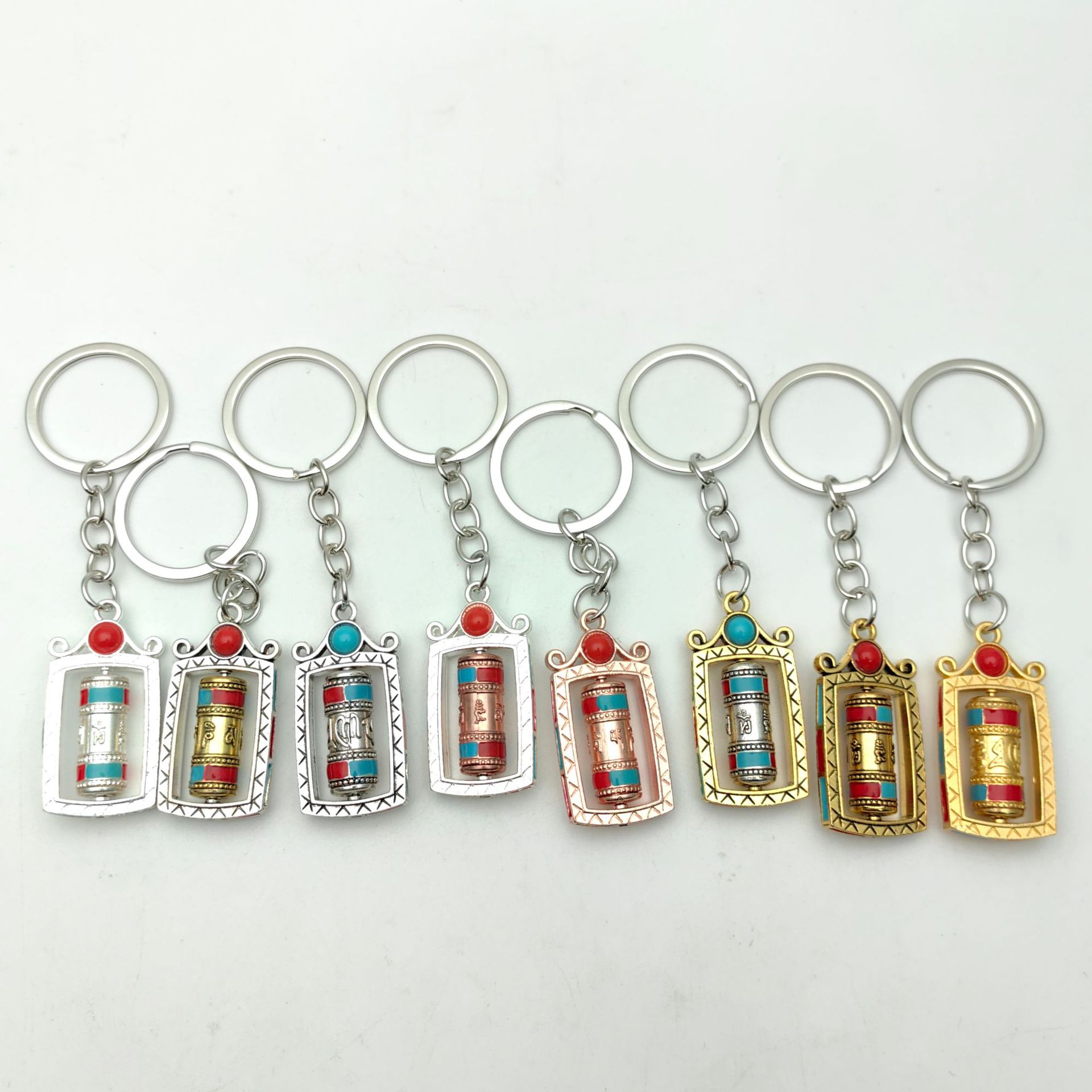 Xizang Jewelry Tantric Small Warp Wheel Warp Wheel Colorful Ear Small Pendant Car Hanging Bag Hanging Keychain Pendant