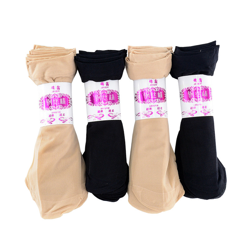 Factory summer ladies thin core-spun silk chili short stockings wear-resistant reinforcement anti-off steel wire socks wholesale