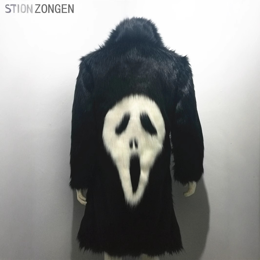 Amazon Hot Selling Fur Coat Men's Winter 2018 White Devil Long Windbreaker Faux Fur Fox Thick Coat