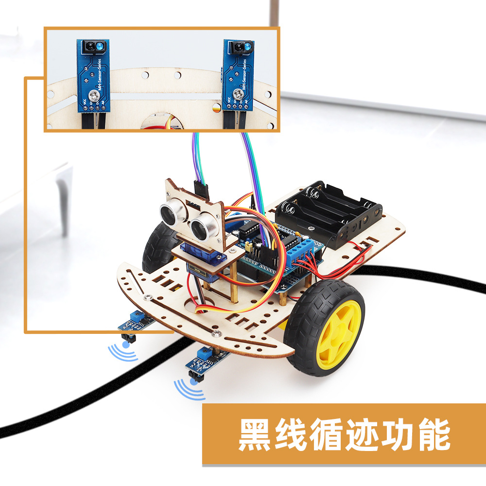 Compatible with arduino smart car programmable two-wheel ultrasonic obstacle avoidance DIY painting car robot kit