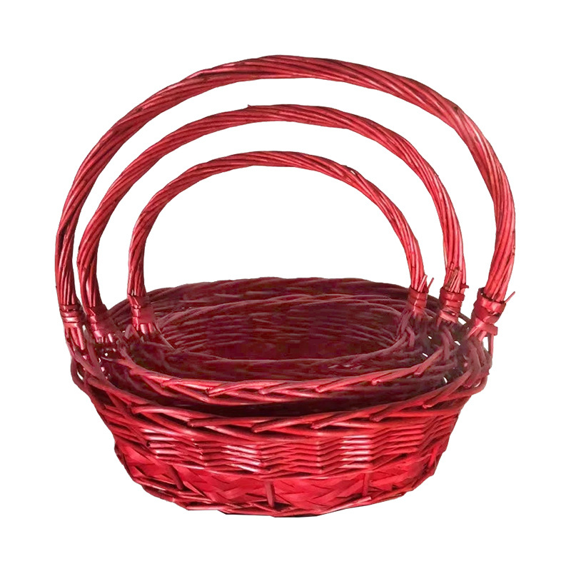 Custom Willow and Rattan Woven Fruit Basket Fruit and Vegetable Storage Basket Supermarket Egg Display Fruit Basket Woven Basket Set Basket