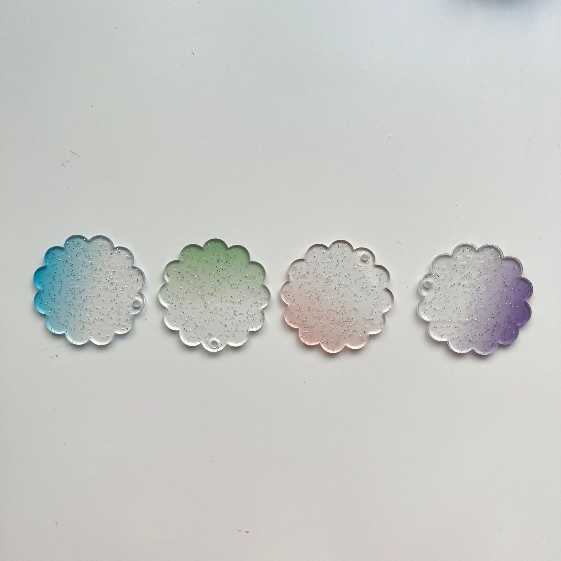 Glitter gradient goo card acrylic sheet plexiglass blank keychain transparent DIY round disc pendant