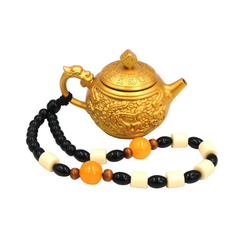 The relief dragon and phoenix turn the pot around the mini teapot immediately turn the Chinese hand handle piece to play mahjong crafts