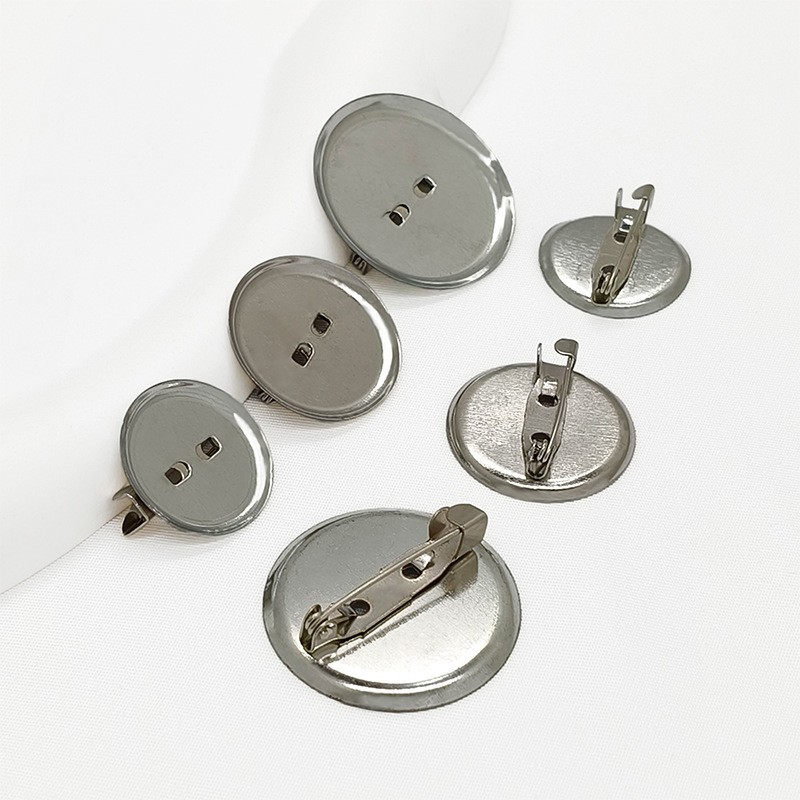 Round Brooch Base with Pin DIY Jewelry Accessories Multi-Specification Dual-Use Brooch Badge Holder Metal