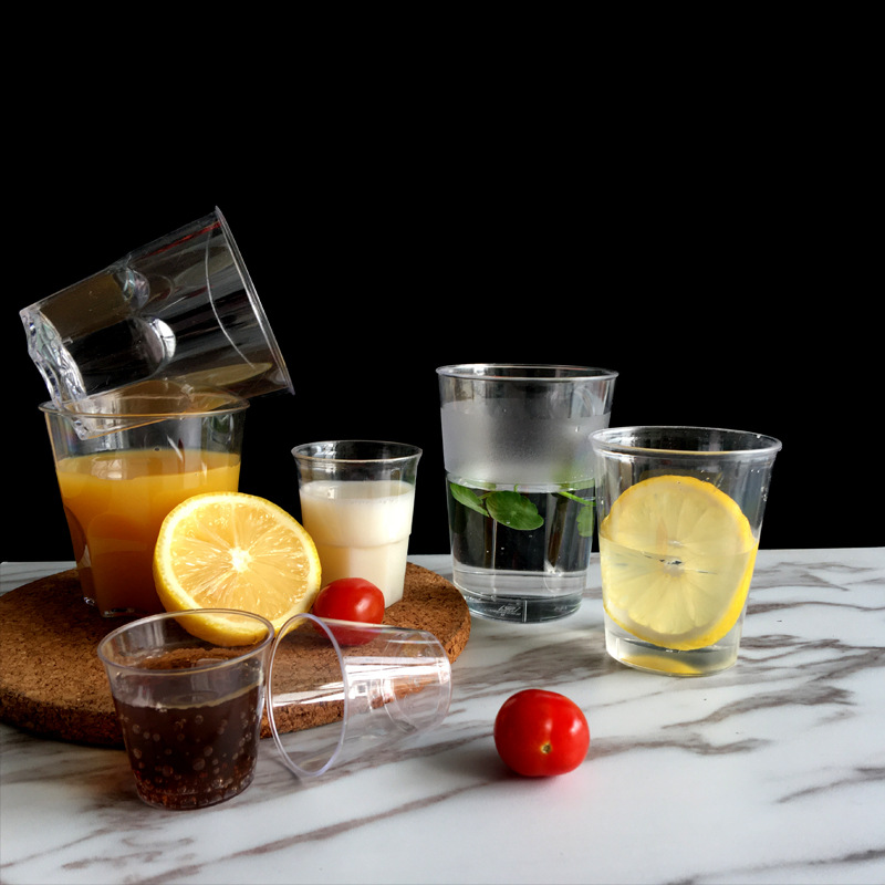 Disposable transparent cup thickened aviation crystal cup drinking cup drinking cup trial wine glass hard plastic cup wholesale