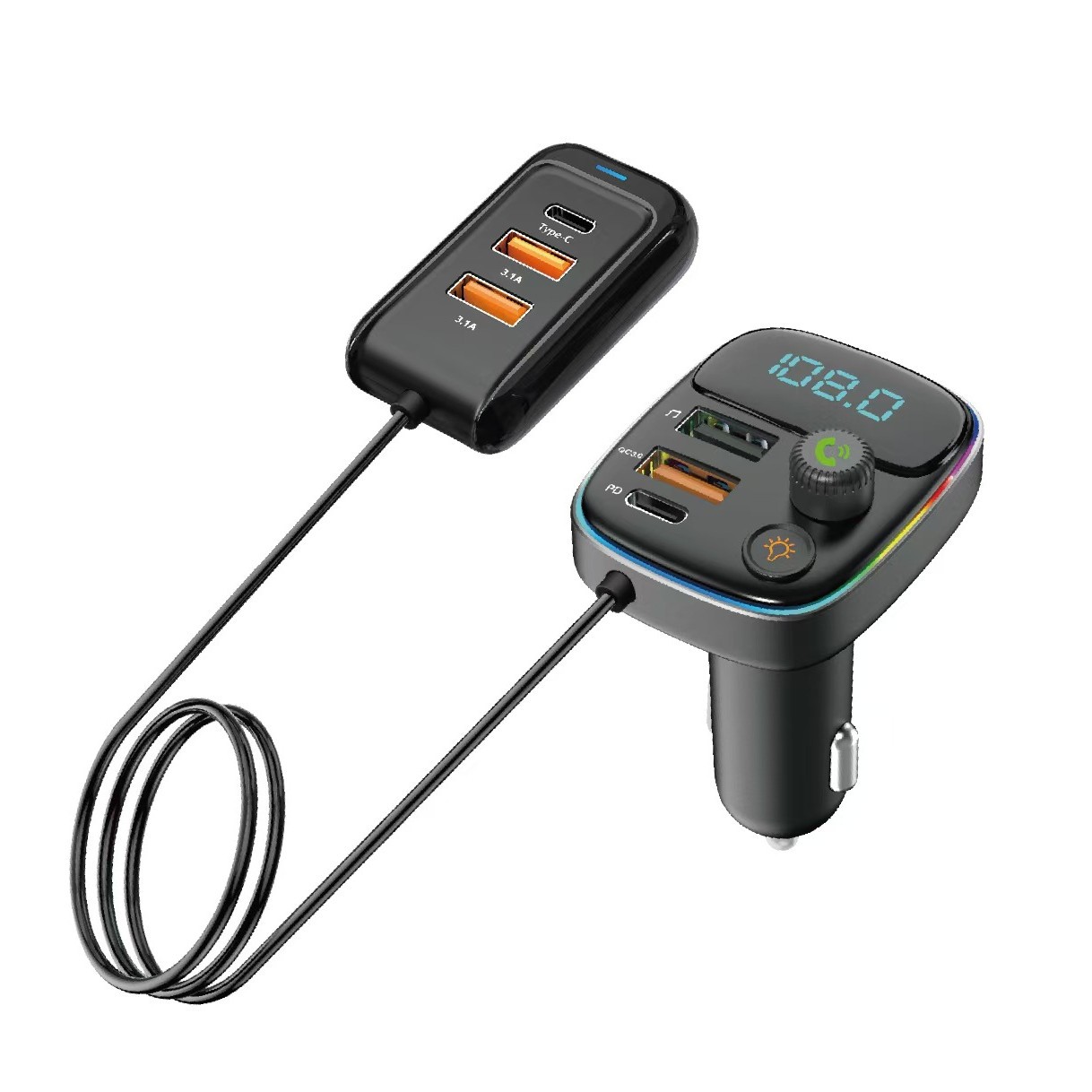 Q5 Bluetooth Transmitter Car Mp3 Fm Car Bluetooth Car Charger Tf Card U Disk Player Cross-Border Hot Model