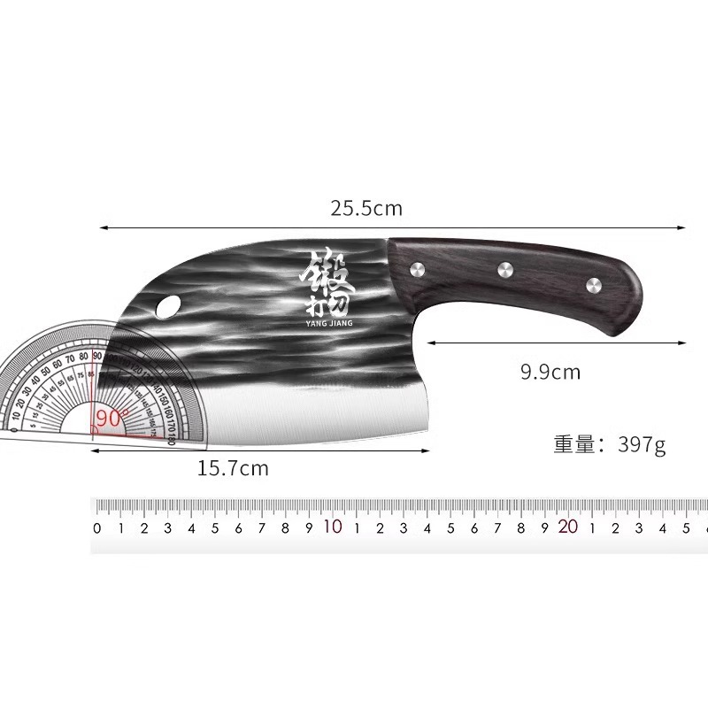Longquan Kitchen Knife Home Forging Chopping Dual-purpose Knife Round Head Sharp Chopping Knife Fish Killing Knife Kitchen Bone Cutting Knife
