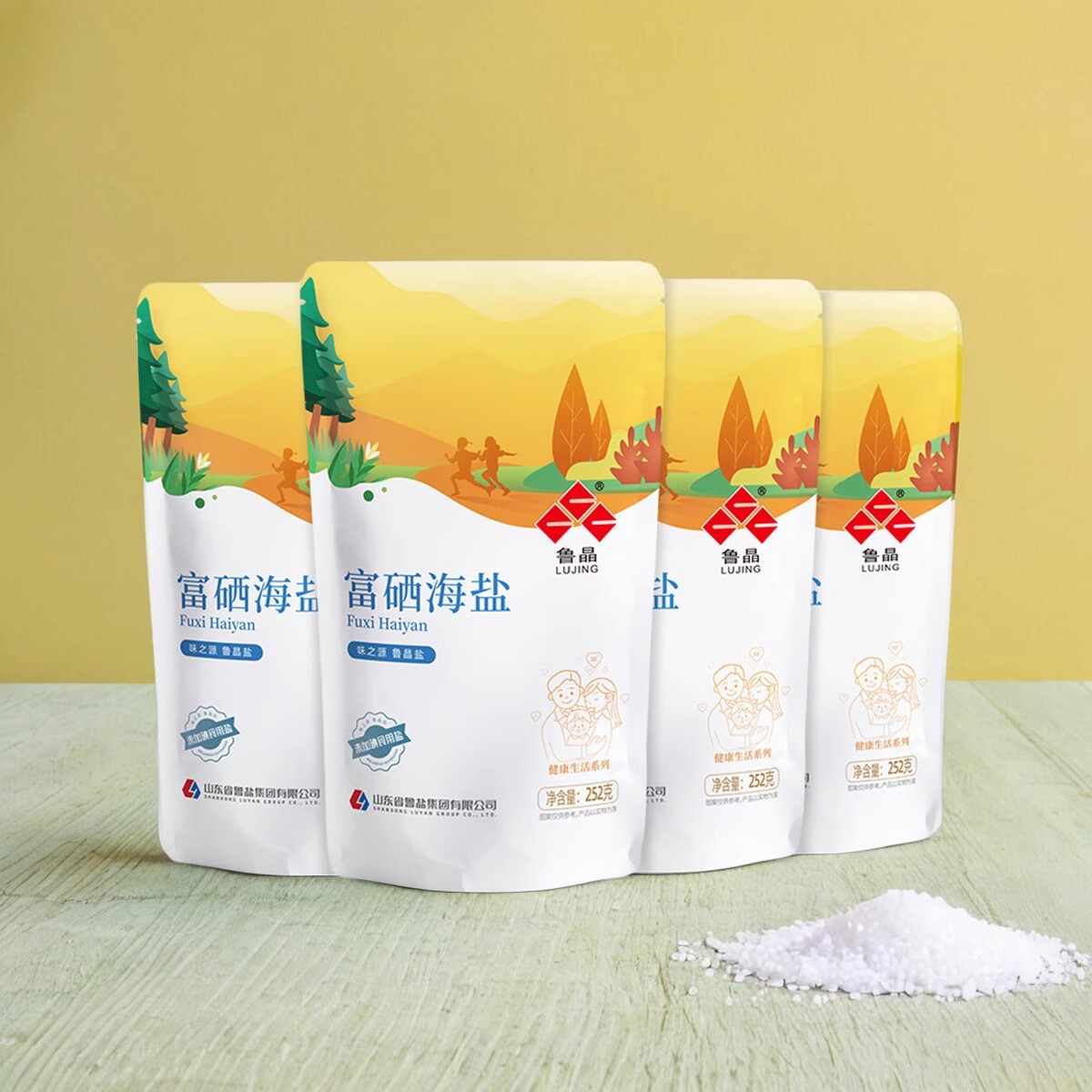 State-Owned Enterprise Produces Lu Jing Selenium-Rich Sea Salt Without Iodine, 252g, No Anti-Caking Agent, Selenium-Rich Malt Powder Edible Salt Seasoning