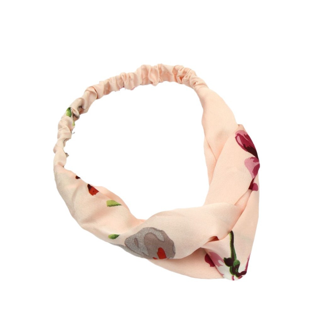 Spring and Summer Geranium Floral Fabric Chen Qiong's Same Style Cross Hairband Elastic Yoga Headband Updo Hat Ethnic Style
