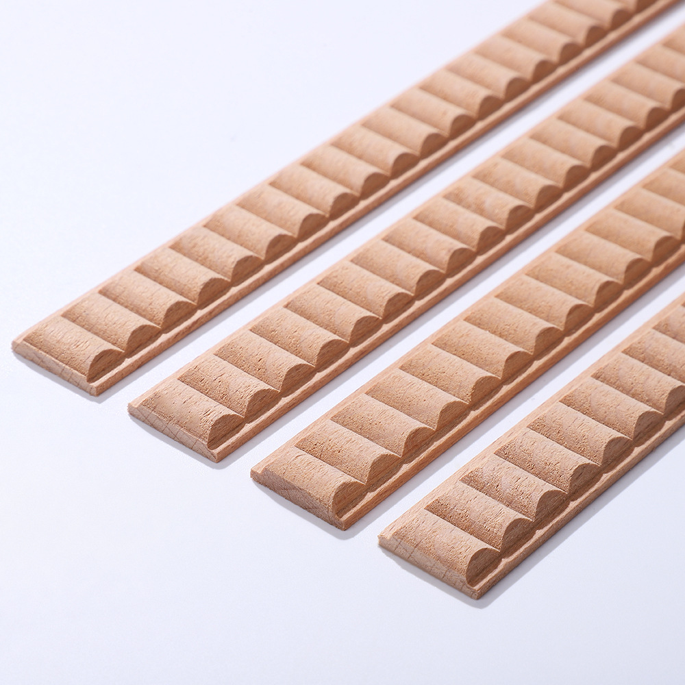 Amazon High-Quality Dongyang Wood Carving Semi-Circular Pearl Line Solid Wood Molding Picture Frame Decorative Waistline Edge Strip Customization