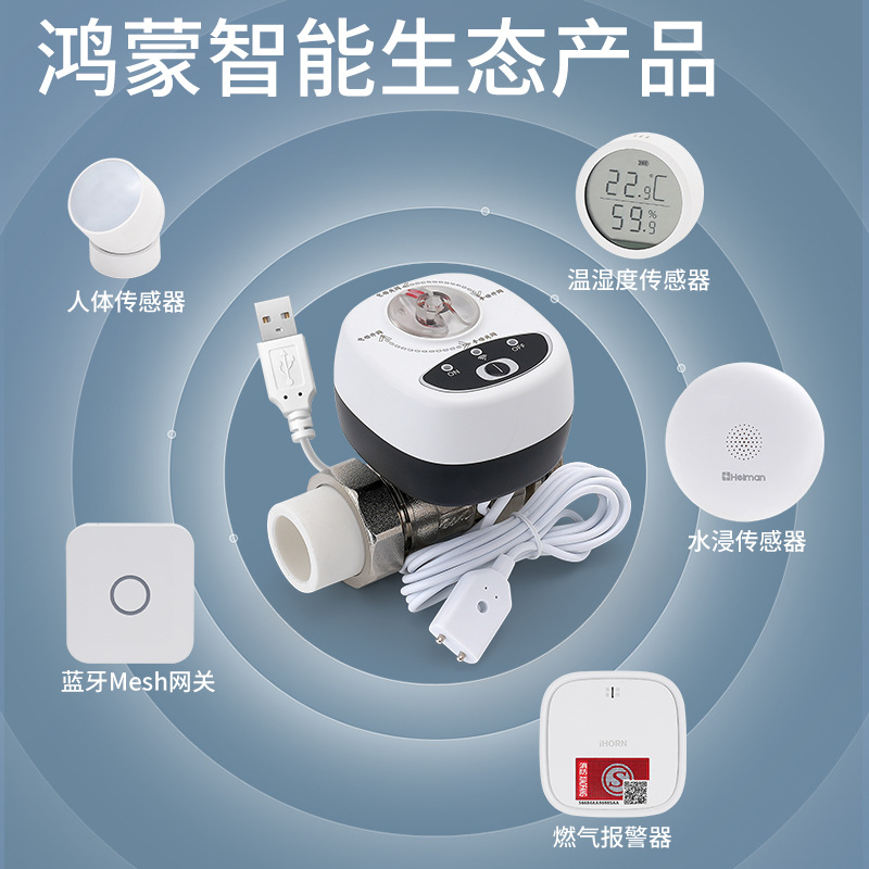 Water Enjoyment Wifi Hongmeng Electric Valve Linkage Water Leak Detector Gas Alarm Automatic Intelligent Linkage for Water and Gas Leakage