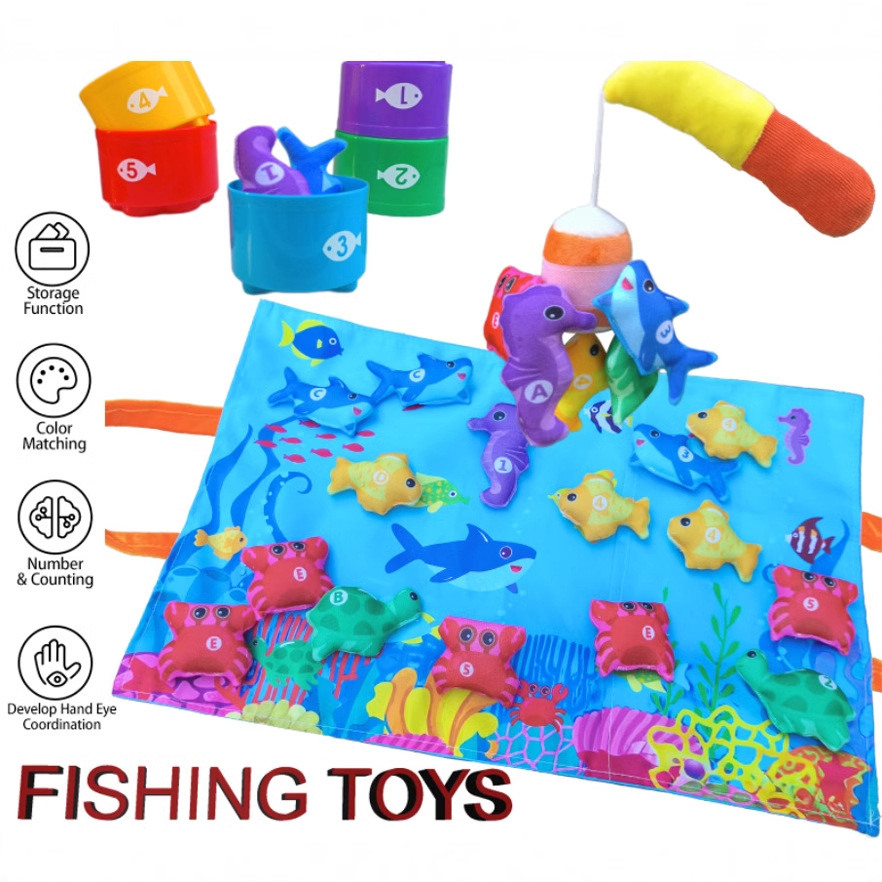 Cross-border Explosions Montessori Toy Baby Fishing Toy Fabric Crawling Game Mat Three-dimensional Early Education Enlightenment
