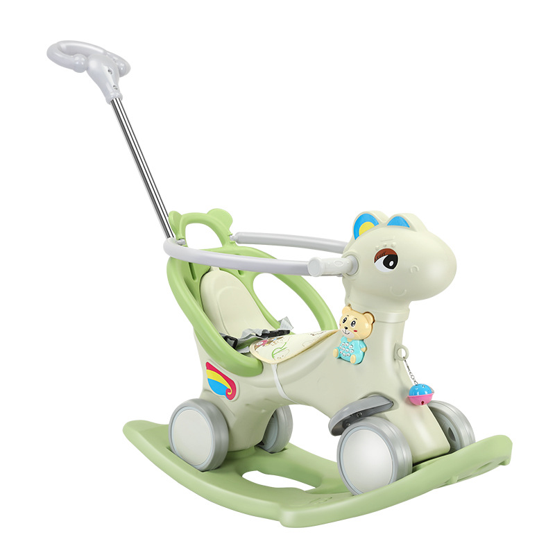 Rocking Horse Small Wooden Horse Kidsren's Rocking Horse Baby Dual-Use Yo-Yo Car Two-In-One First Birthday Gift for Women