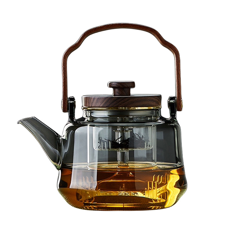 Tea pot, wooden cover, cooking, Beam Pot, teapot, bright fire, electric ceramic stove, heating, cooking, dual-purpose glass pot