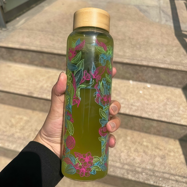 Lepinlecha's Same Color-Changing Flower Tea Cup, High Borosilicate, Large-Capacity Cold Brew Tea, Specially Designed for Power Supply, Portable and Customizable Logo