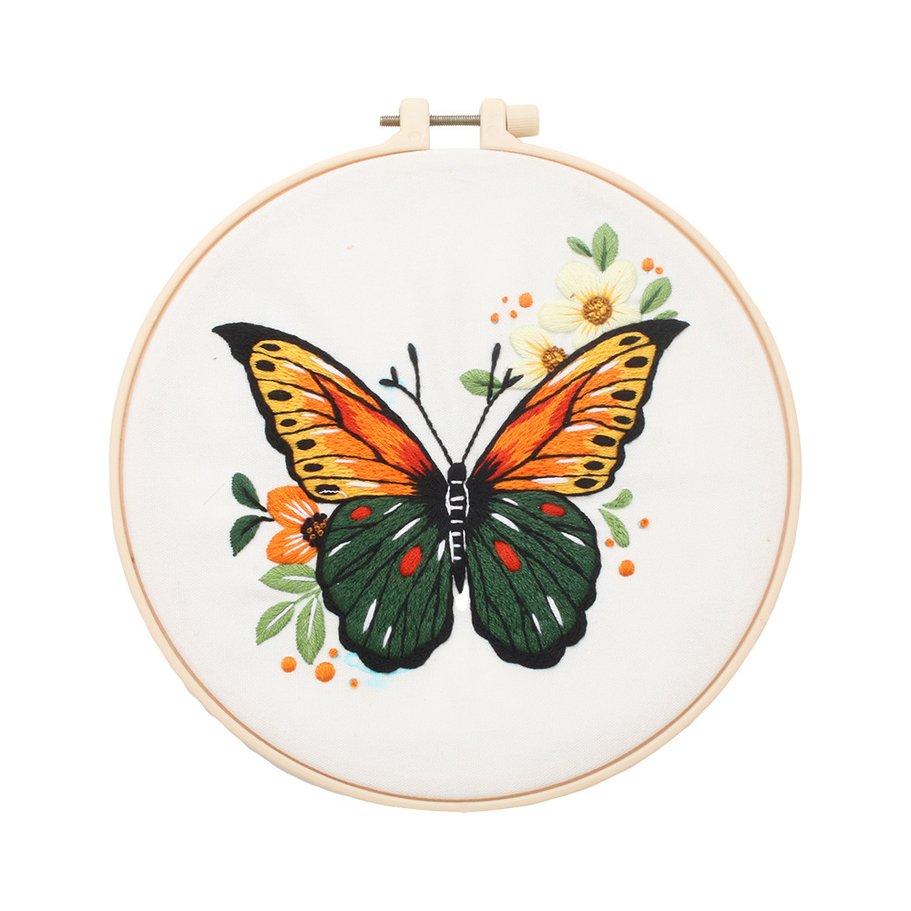 cross-border english embroidery diy material bag kit bright butterfly handmade embroidery material bag