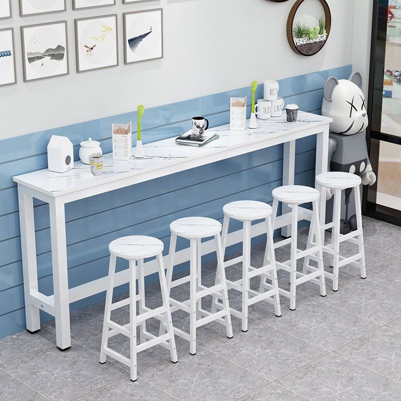 Wall Bar Table Balcony Household Narrow Side Long Table Milk Tea Shop Wall Narrow Shelf Table and Chair Thin Long Table