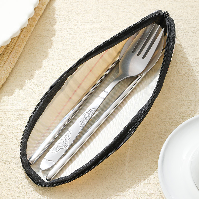 Stainless Steel Tableware Half Flower suit Lunch Box Tableware Pattern Spoon Fork Chopsticks Three-piece Activity Gift