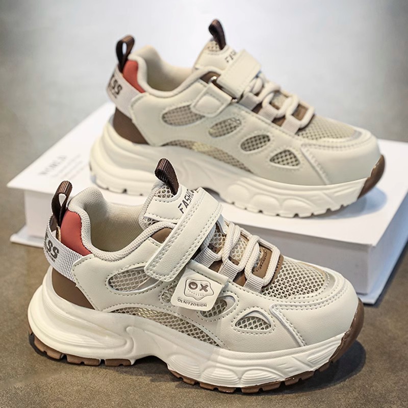 Boys' Shoes Spring 2025 New Mesh Breathable Kidsren's Sports Mesh Shoes for Middle and Large Kidsren Korean Style Boys' Dad Shoes Trendy