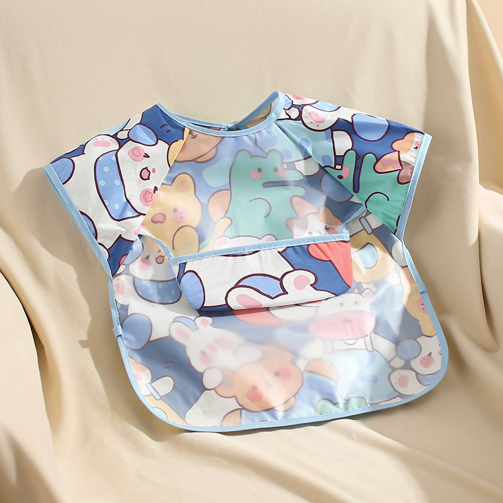 Children's Overalls Waterproof Long-Sleeved Anti-Dressing Baby's Eating Clothes Apron Cotton Children's Overalls Baby's Bib Guard