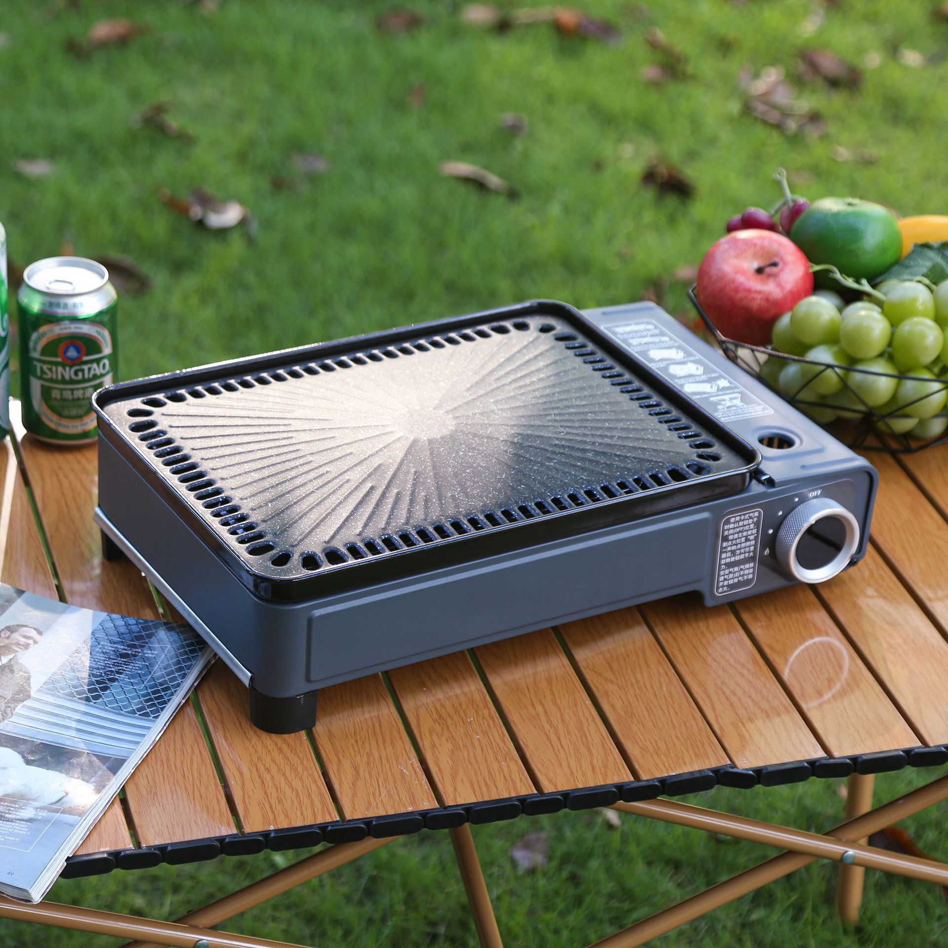 Cassette Stove Multifunctional Outdoor Camping Style Windproof Barbecue Stove Household Barbecue Plate Barbecue Stove Picnic Portable Gas