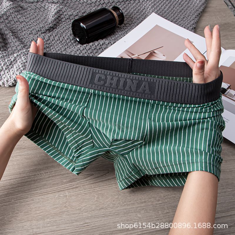 Мужские хлопковые трусы, стиль Гонконг, в полоску, индивидуальная упаковка, оптовая продажа