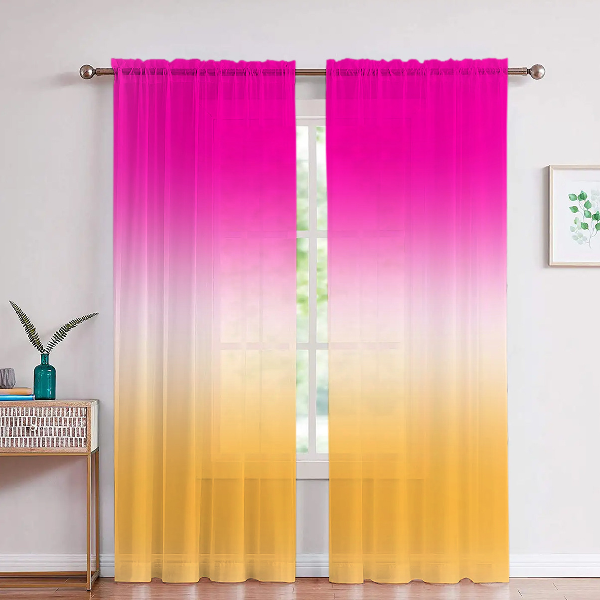 Support Jit Shipping, Cross-Border Exclusive Factory Direct Sales, Gradient Yarn Popular Style, Digital Printing Processing Curtains and Window Screens