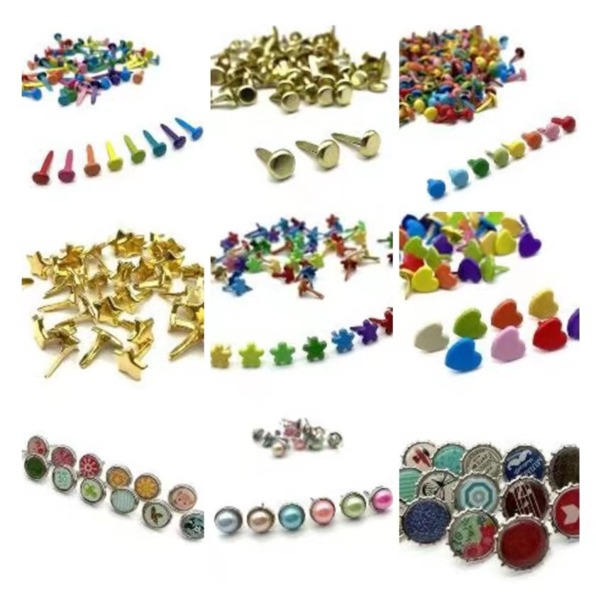 Painted Colored Double-Pronged Metal Nails, Round Gold and Silver Double-Pronged Nails, Claw Nails, Business Gifts, Sequins