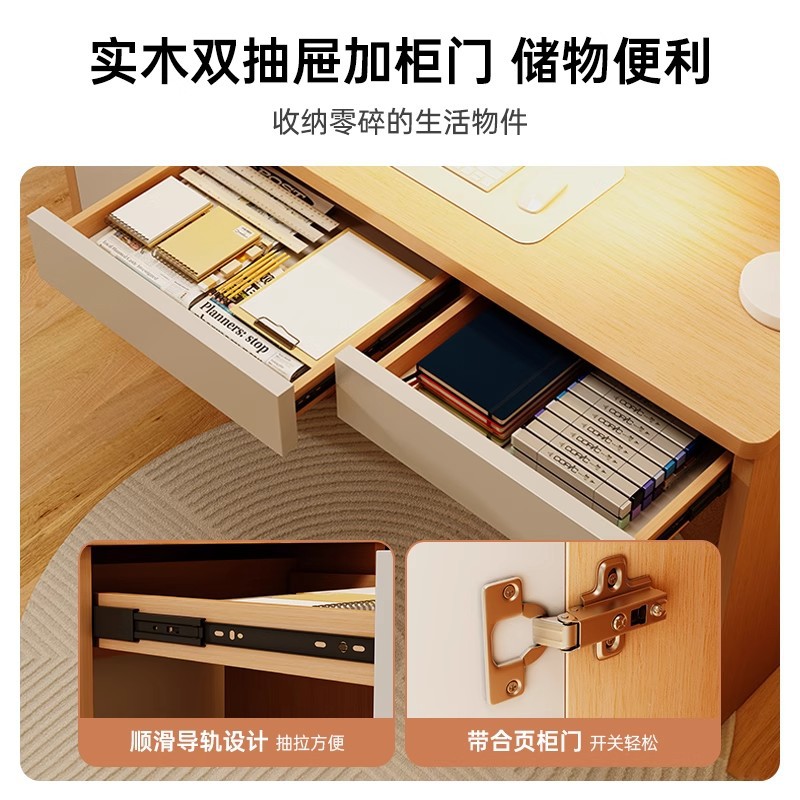 Solid Wood Desk Bookshelf Integrated Table Student Home Study Writing Desk Bedroom Children's Study Table Adult Computer Desk