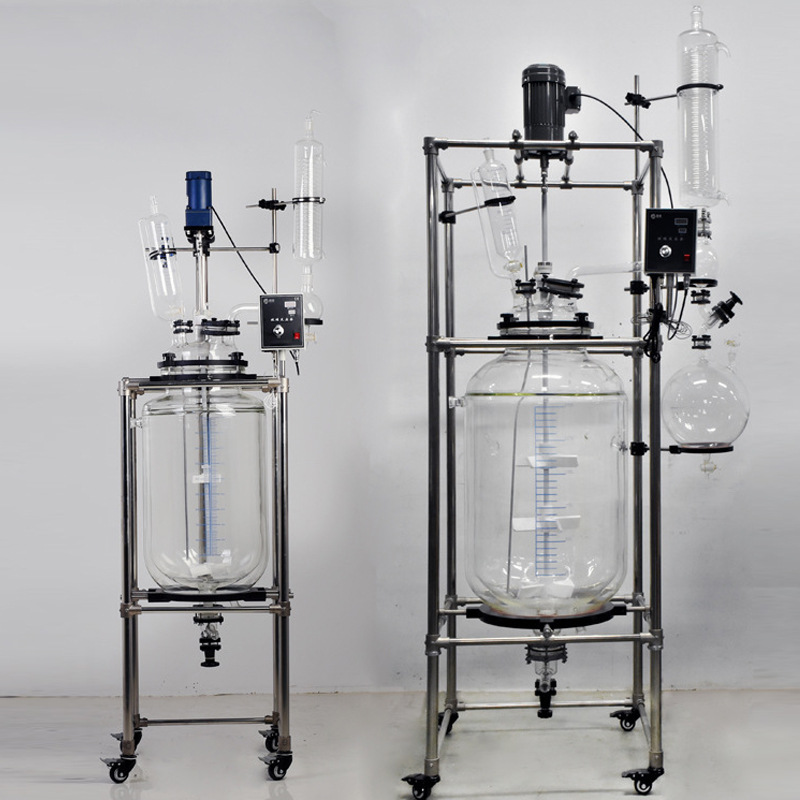 Double-Layer Glass Reactor 100L Laboratory Electric Heating Jacketed Reactor 200L Manufacturer Spot Wholesale