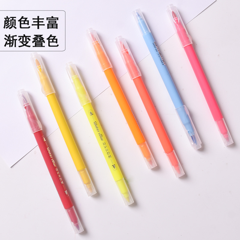 Soft-Head Double-Head Watercolor Pen Single Monochrome Blue Watercolor Painting Yellow Color Black Bulk Wholesale Large Capacity