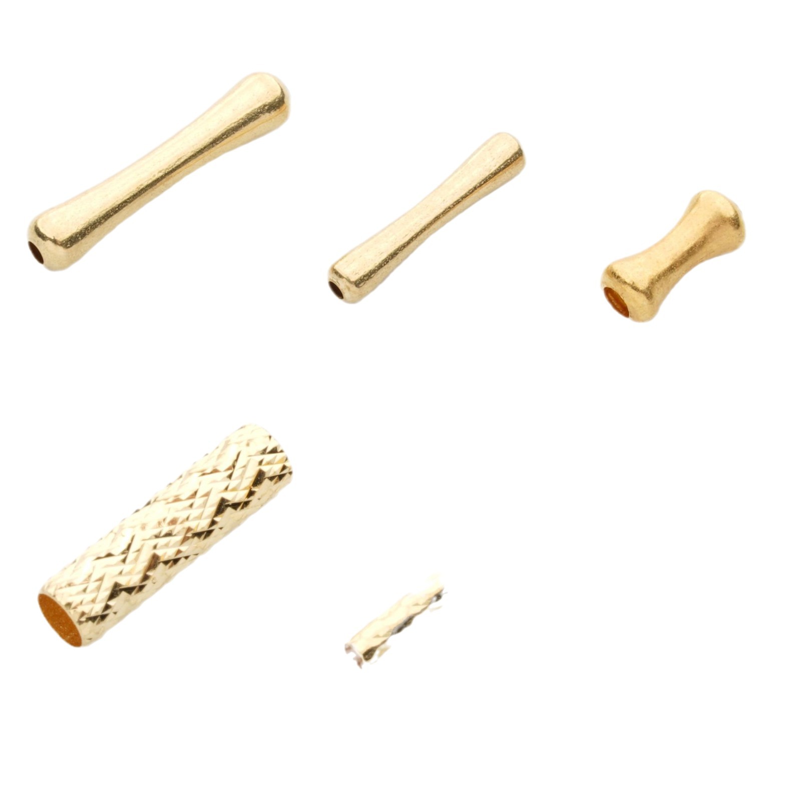 18K Gold Gold Tube DIY Handmade Accessories Horizontal Tube Gold Wire Tube Turned Straight Tube Connecting Tube Au750 Wholesale Combination