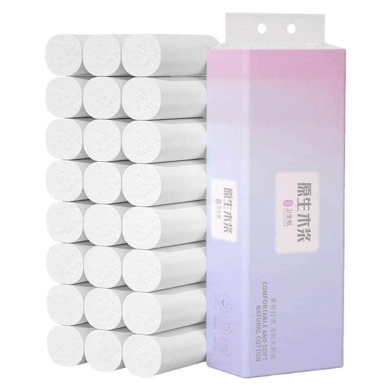 Roll toilet paper raw wood pulp household coreless roll paper toilet paper toilet paper whole box wholesale package number = = roll