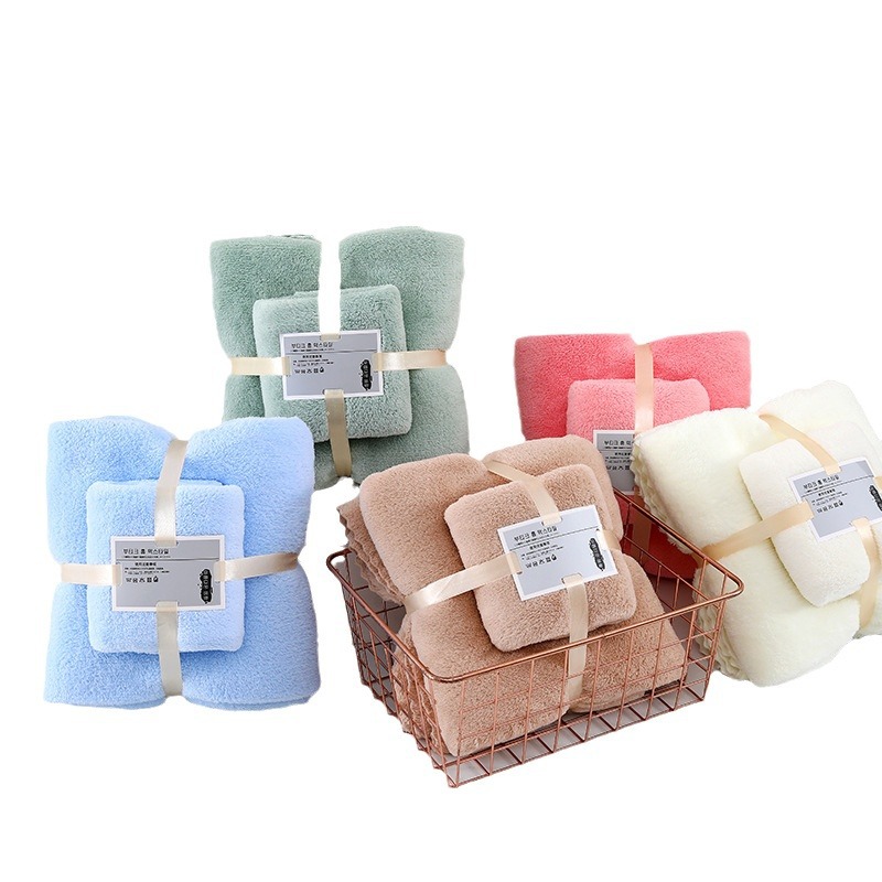 Coral fleece towel bath towel mother and child combination suit gift cheap return gift absorbent wedding live hand gift wholesale