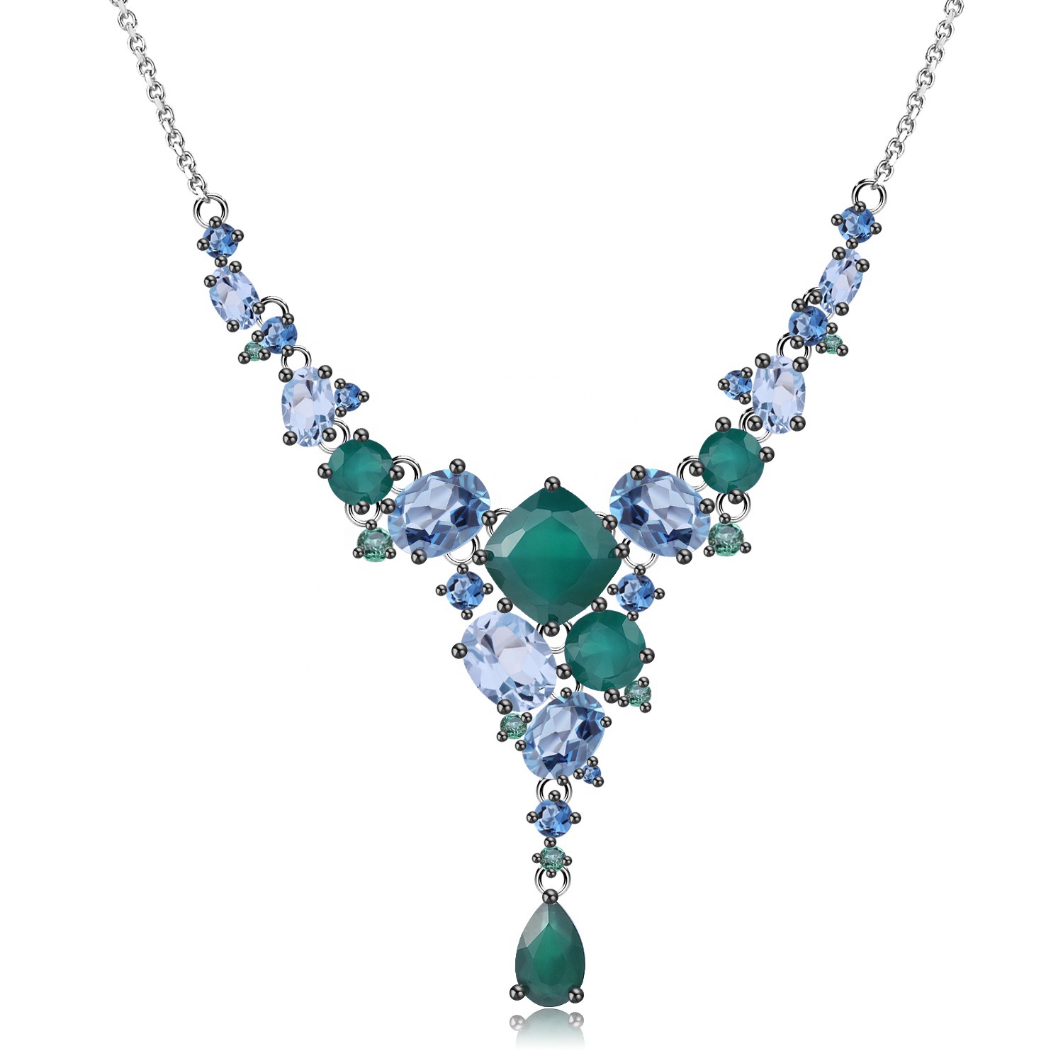 Designer Banquet Luxury Gem Necklace Unique Jewelry s925 Sterling Silver Natural Color Treasure Necklace Pendant