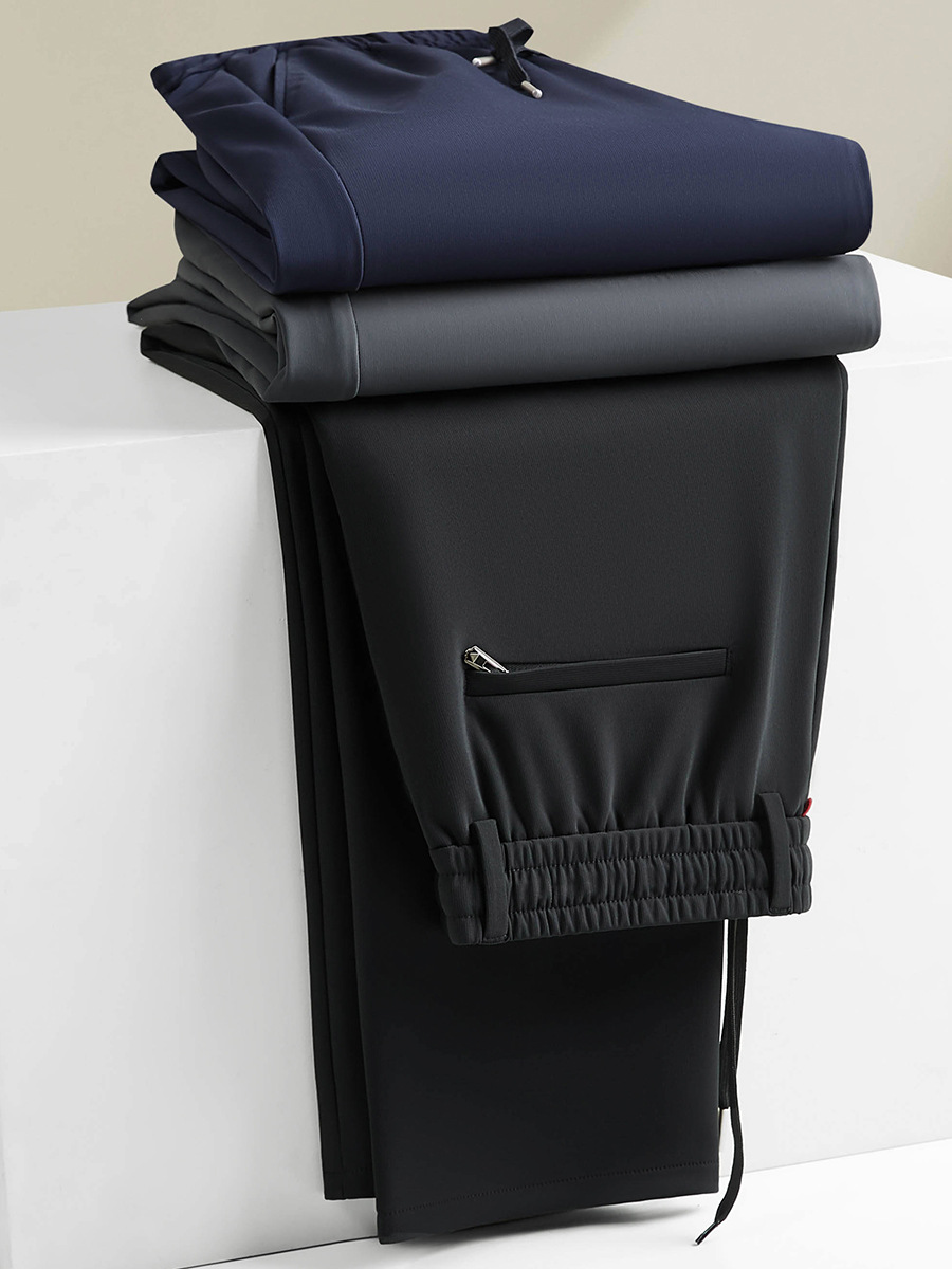 2024 Autumn Thick Sports Casual Trousers Men's Autumn and Winter Elastic Waist Men's Business Casual Pants Stretch Sports Pants