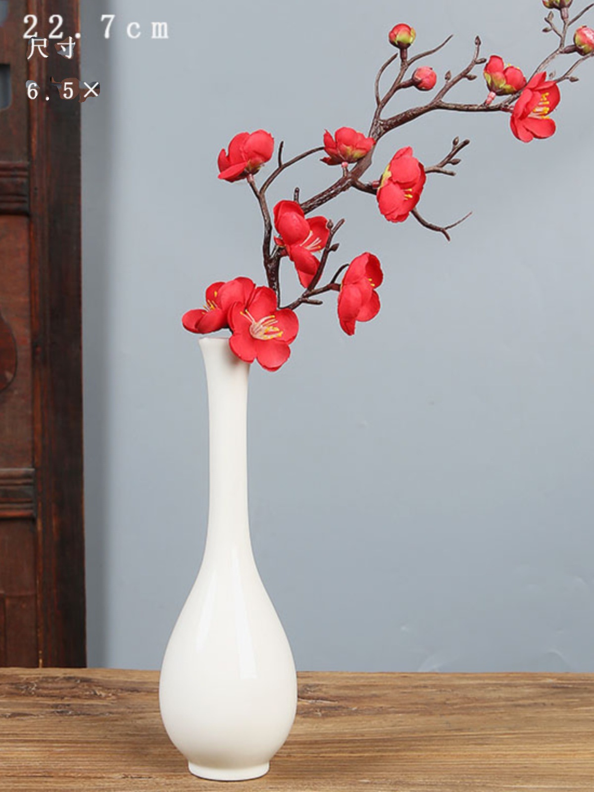 White Porcelain Jade Net Bottle Flower Long-necked Bottle Thin-mouth Desktop Celadon Small Vase Guanyin Bottle Ceramic Ornaments Retro Zen