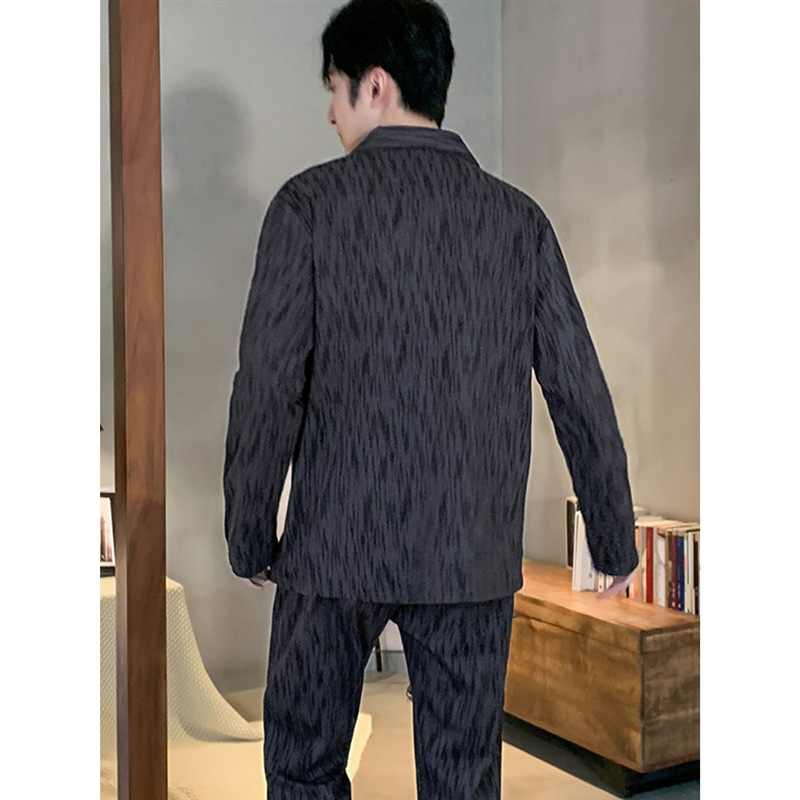 Men's Pajamas Pure Cotton Men's Style Casual Cotton Spring and Autumn Home Wear Set