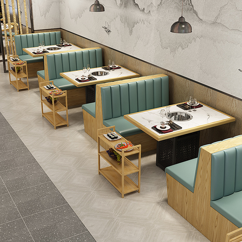 Marble Rock Slab Hot Pot Table Commercial Smokeless Induction Cooker Roasting and Rinse Integrated String Skewers Roast Restaurant Hot Pot Table and Chair