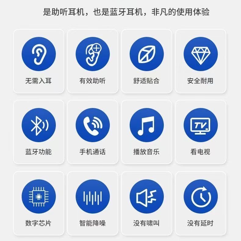 Cross-Border Amazon Tiktok Single Ear Bone Conduction Hearing Aid Bone Sensing Headphones Elderly Behind-The-Ear Wireless Bluetooth