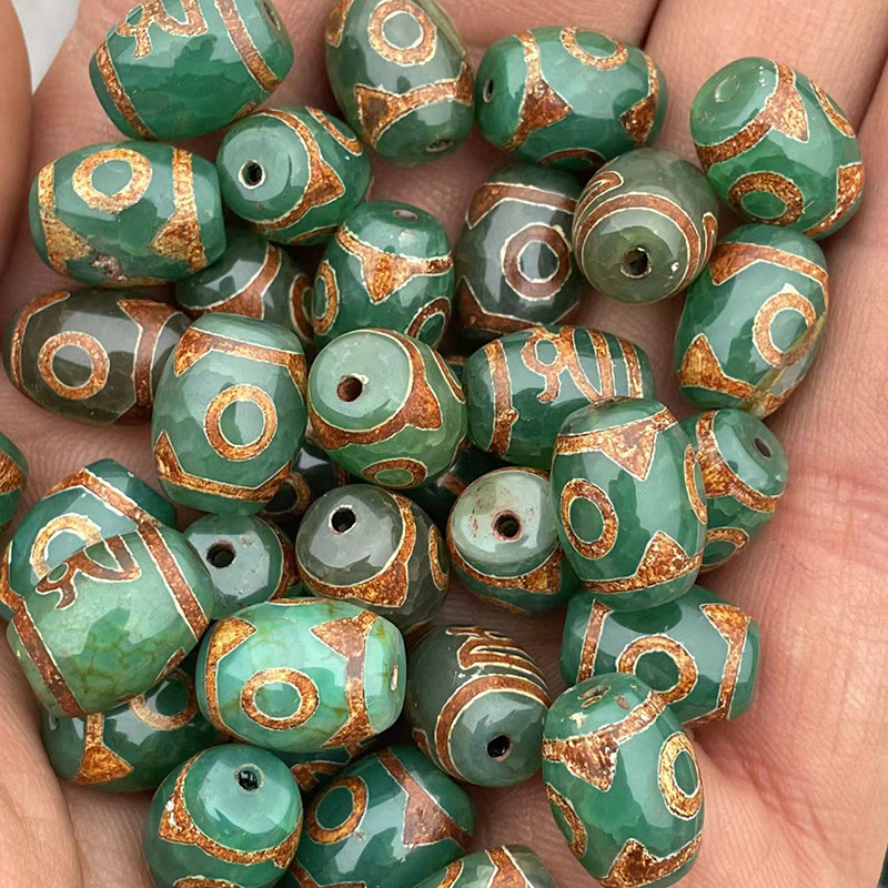 Xizang Tianzhu High-gloss Bright Surface 10✖14mm Three-Eyed God of Wealth Tianzhu Scattered Beads Bodhi Beads Accessories