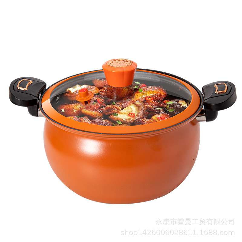 Micro-Pressure Cooker 8L Household Large-Capacity Pressure Cooker Pumpkin Pot Stew Pot Marble Stone Soup Pot Non-Stick Pot Chubby Design