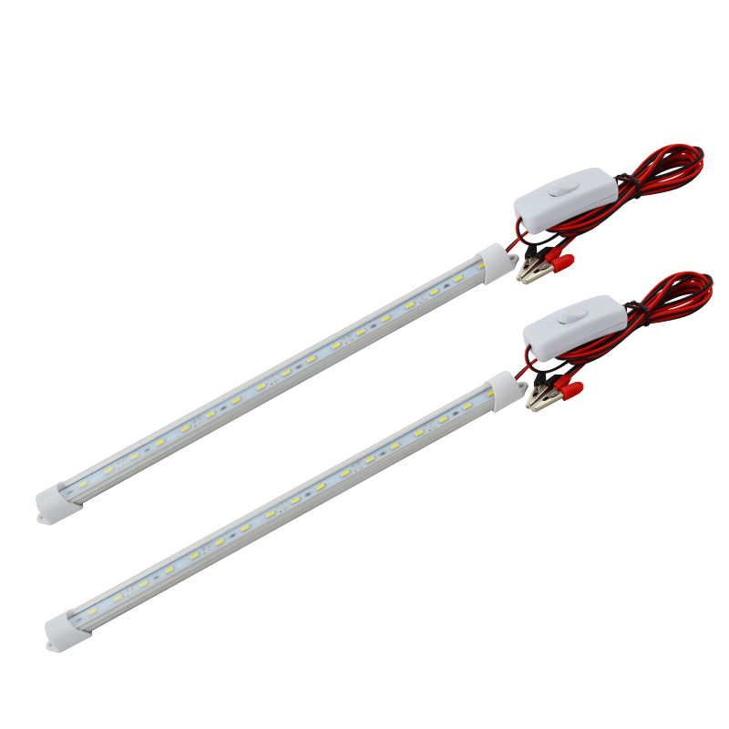 12v low voltage T4 light bar power outage camping lighting LED hard light bar electric car night market stall clip head battery light