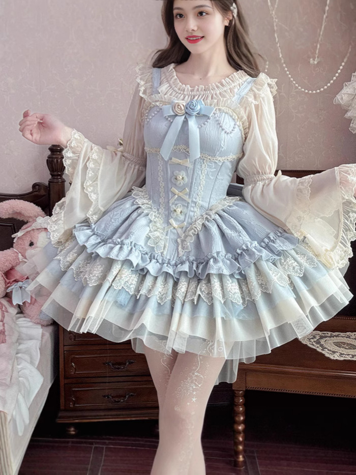 Brocade Garden lolita Original [Evening Star Ji Sleeve] Summer Joker Ji Sleeve Chiffon Lolita Shirt