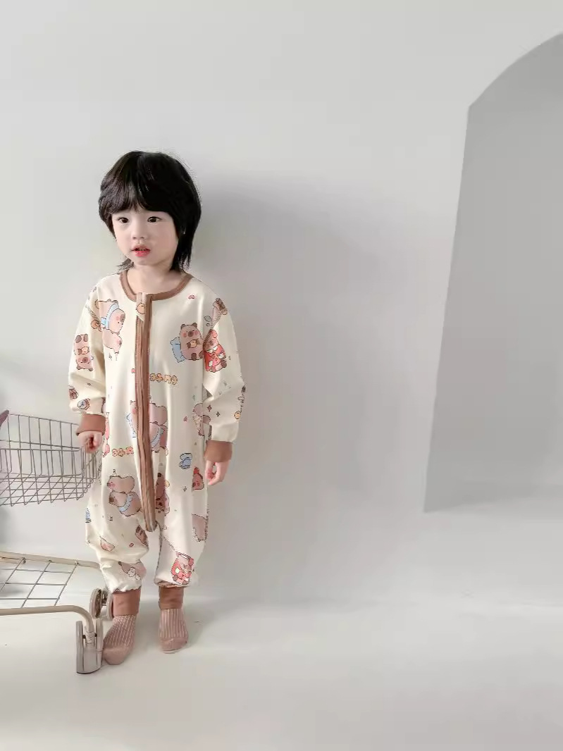 24 Four Seasons baby children seamless long sleeve sleeping bag jumpsuit anti-kick quilt air conditioning clothes romper