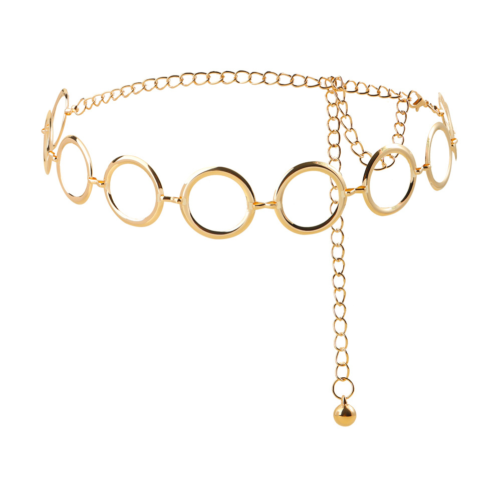 Cross-border Metal Belt Decoration European and American Waist Chain Women's Accessories Chain All-match Suit Waist Seal Geometric Circle