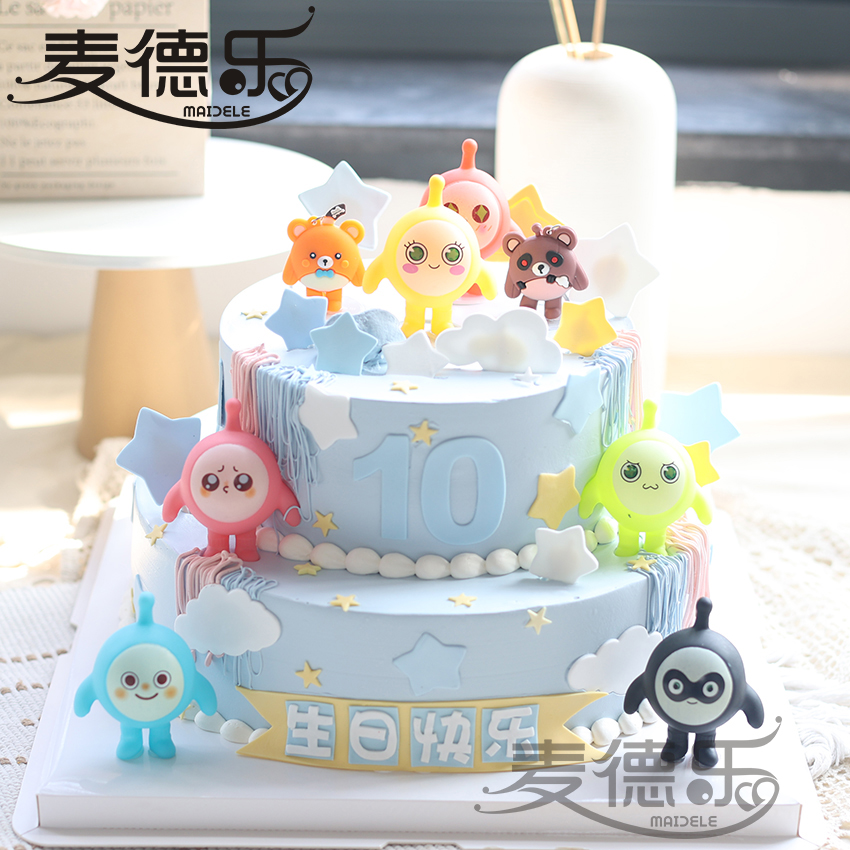 Shanghai Children's Double Full Moon 10-year-old Egg Team 100-day Baby Hundred-day Banquet Animal Cream Birthday Cake