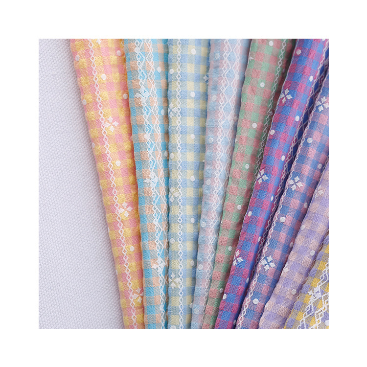 40 Color Plaid Printed Cloth Plain Polyester Cotton Fabric Spring and Summer Children's Overwear Dress Anti-mosquito Pants Fabric