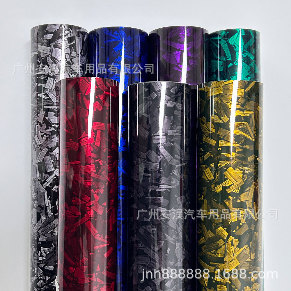 Pet Forged Carbon Fiber Car Color Changing Film Bright Matte Flower Carbon Black Rearview Mirror Full Body Color Changing Sticker